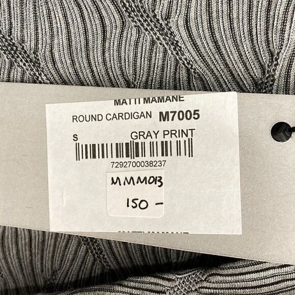 Matti Mamane S Grey Print Round Cardigan  Art To Wear Lagenlook Waterfall Hem - Picture 8 of 10